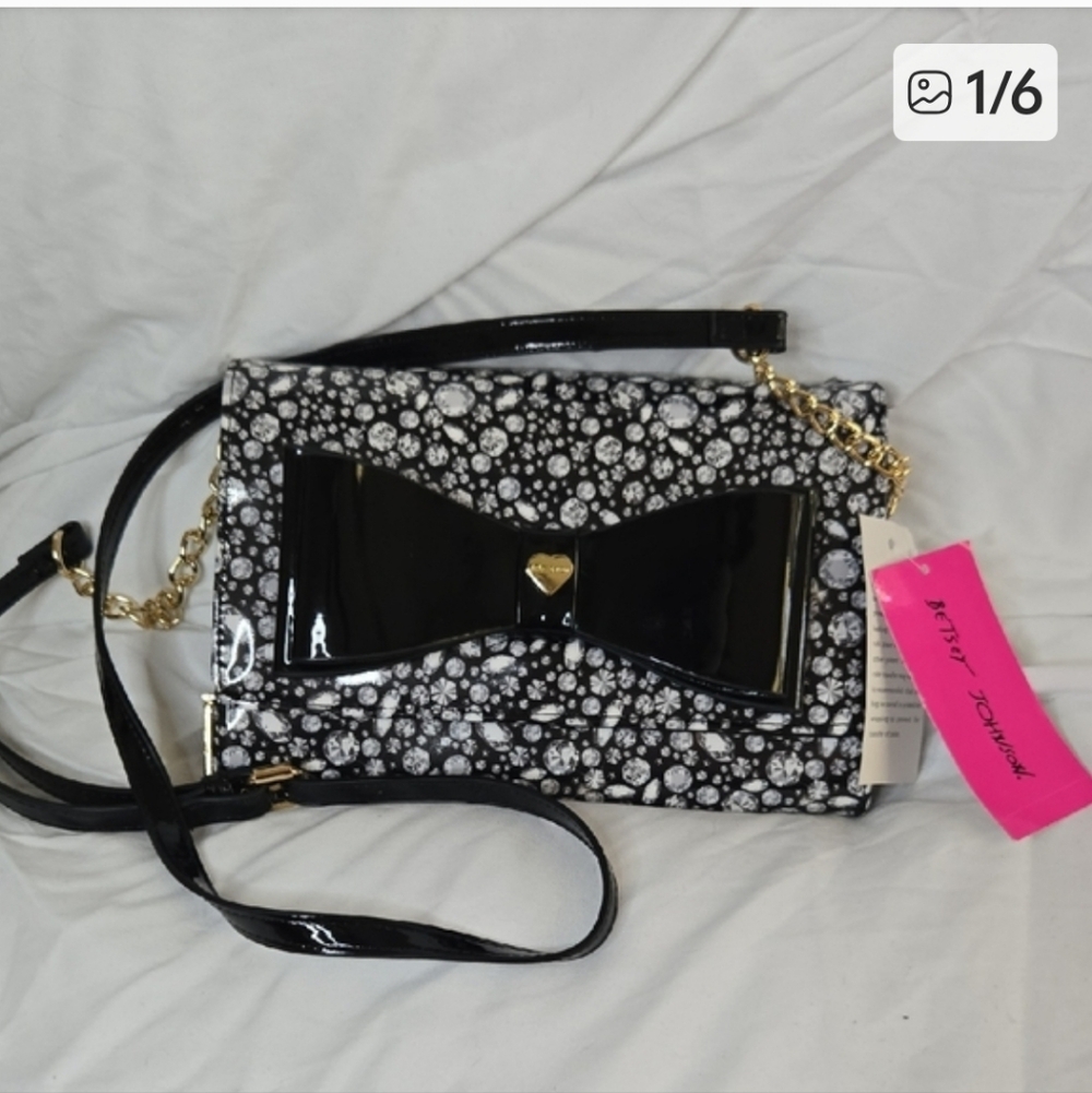 Elegant Black and White Floral Women's Bag - Picture 7 of 7